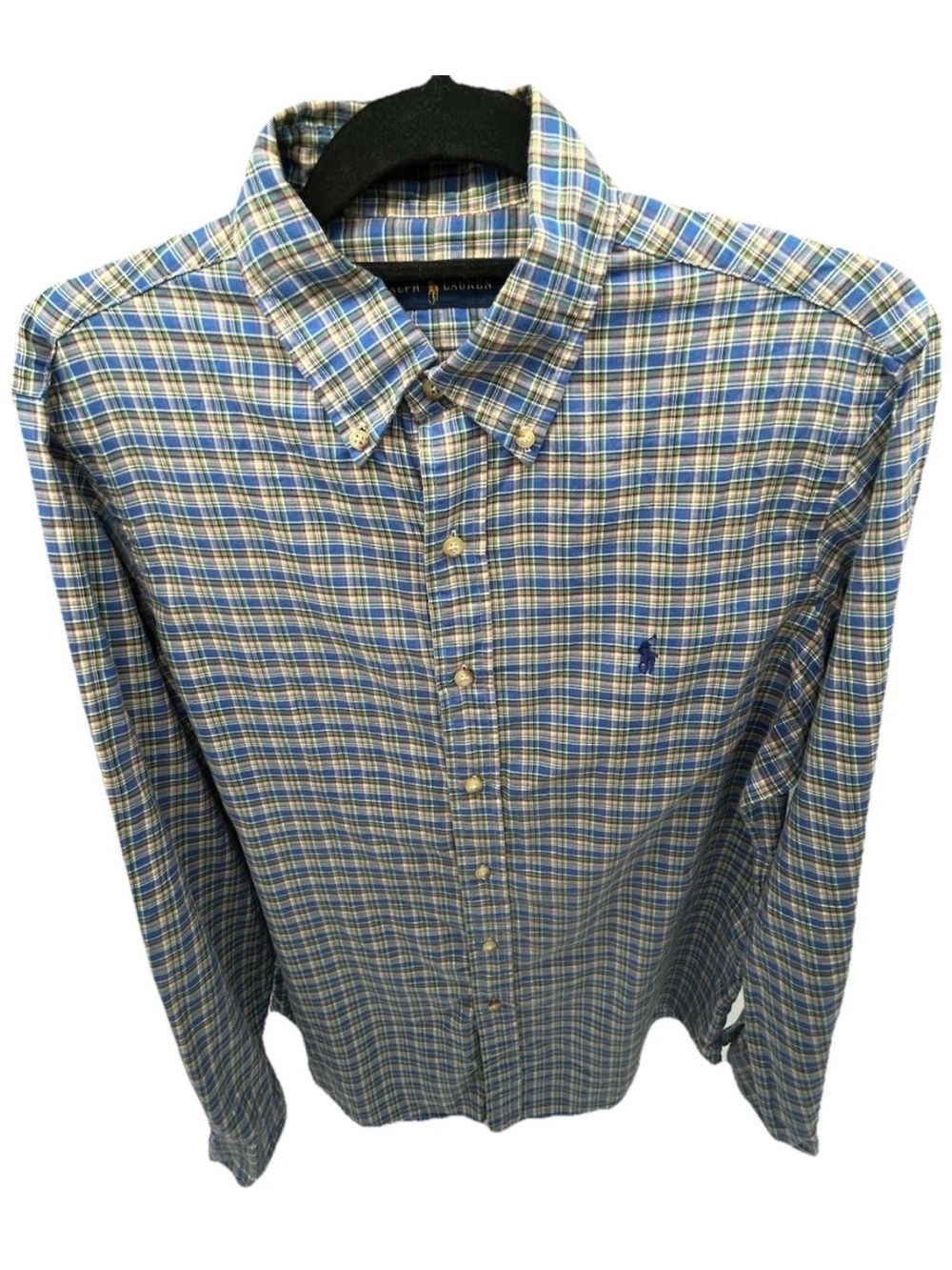 Ralph Lauren Blue and Yellow Plaid Button-Down Shirt